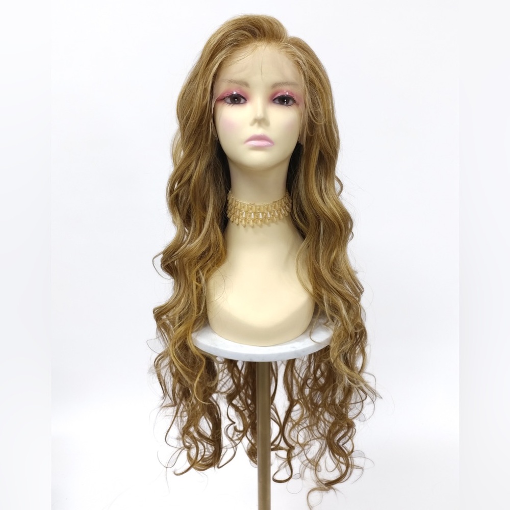 HD Deep Lace Front Long Blonde and Brown Wavy Heat Resistant Wig